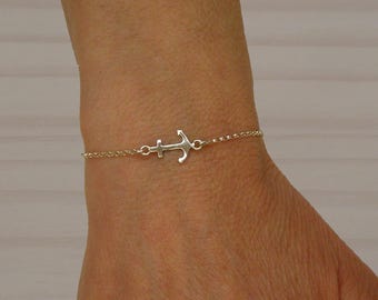 925 Sterling Silver Anchor Bracelet, Silver Anchor Charm, Men