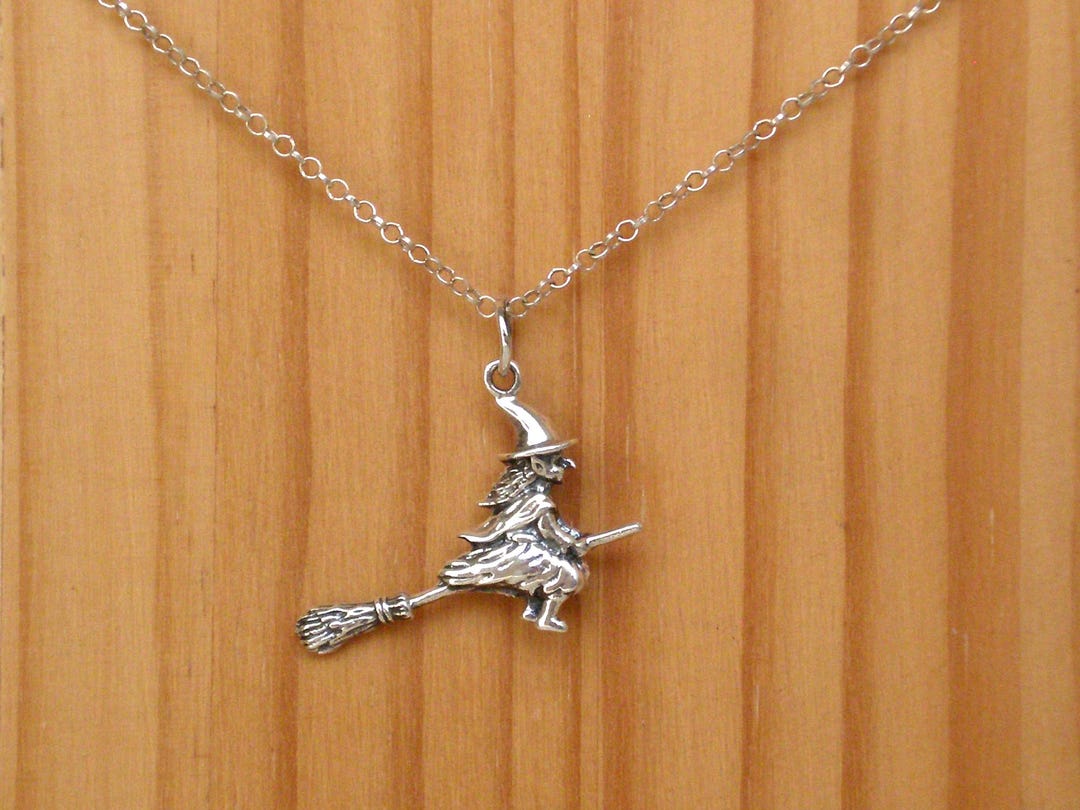PS Silver Broomstick Pendant ほうきの柄 五芒星 Sterling Silver Witch Pendant Necklace, Halloween Jewelry - Etsy