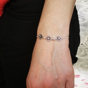 Sterling silver bracelet, Adjustable bracelet, Flower bracelet, 925 silver bracelet, Delicate bracelet, Bracelet for woman, Gift for woman
