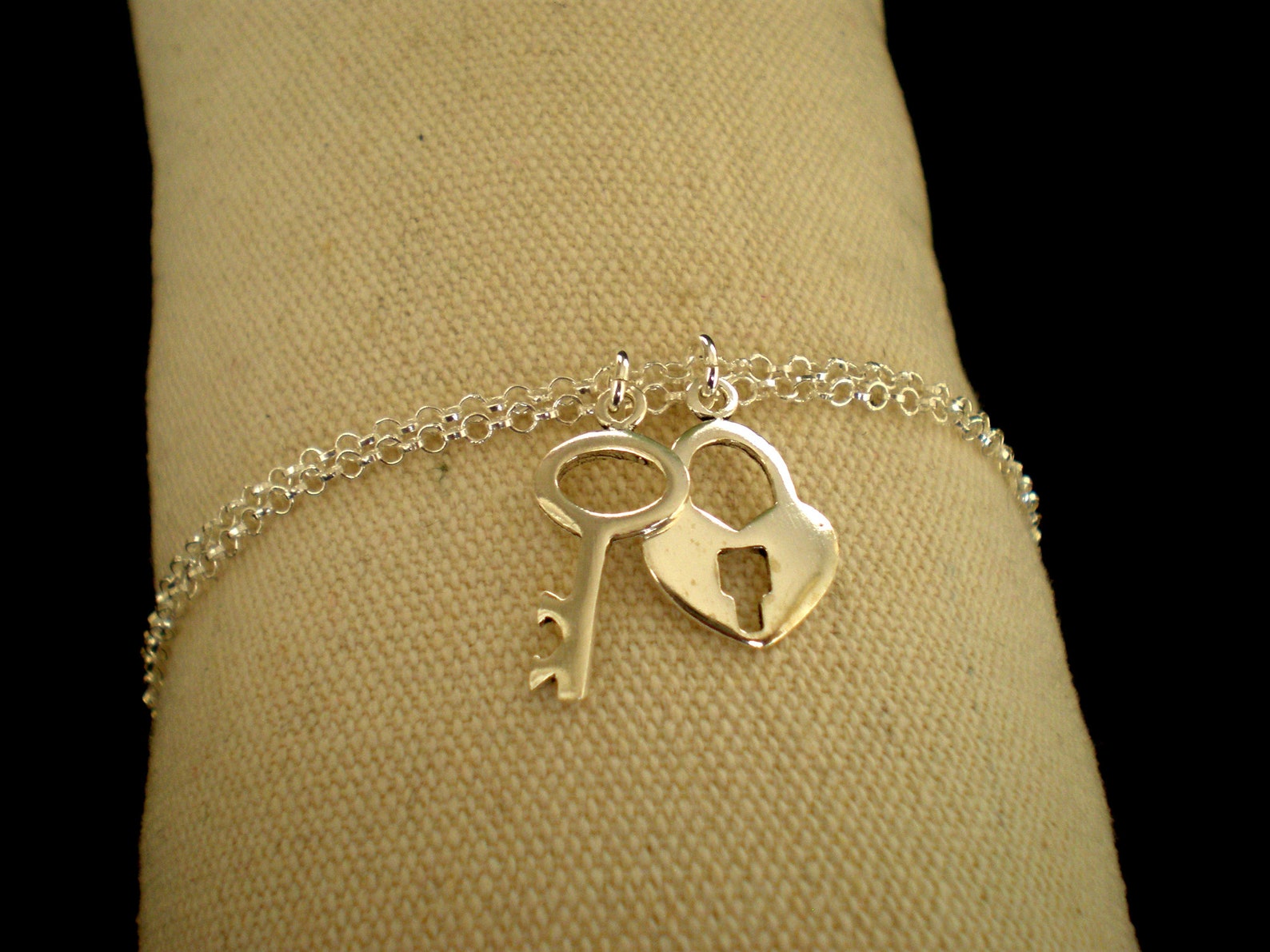 Silver key and lock bracelet Key bracelet Adjustable Etsy