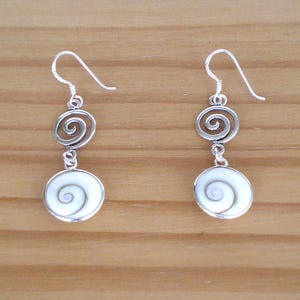 Silver Shiva eye earrings, Sterling silver earrings, Sterling silver spiral earrings, 925 sterling silver earrings, Shiva eye earrings