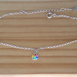 Sterling silver flower anklet, Flower anklet, Sterling silver anklet bracelet, Daisy anklet, Beach jewelry