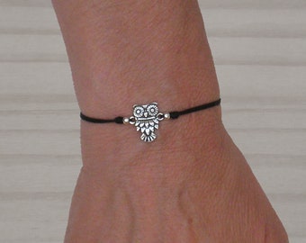 Uilenarmband, verstelbare armband, sterlingzilveren armband, armband voor vrouw, zilveren uilenarmband