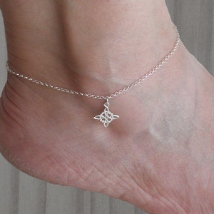 Sterlingzilveren heksenknoop enkelbandje, sterlingzilveren enkelbandarmband, amulet, heksenknoop