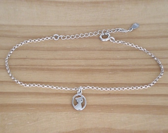 Sterling silver cat anklet