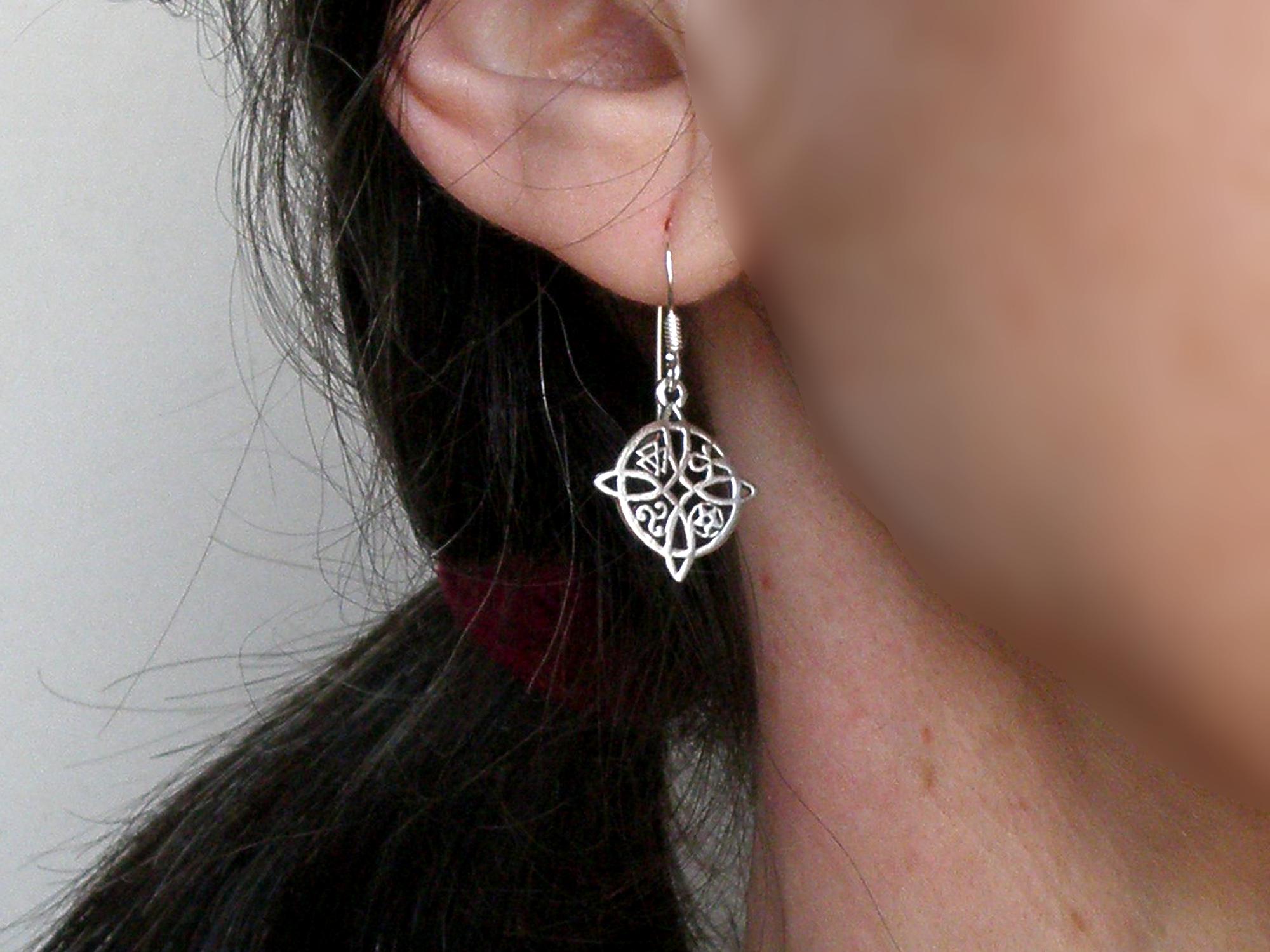Sterling Silver Witch Knot Earrings, Witch Knot Earrings, Amulet