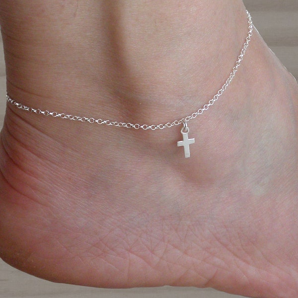 Silver Cross Anklet For Women – Dainty Beach Jewelry, Gift For Her