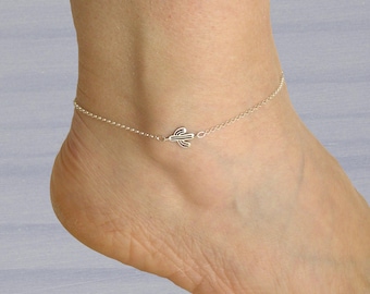 Sterling silver cactus anklet, Beach jewelry