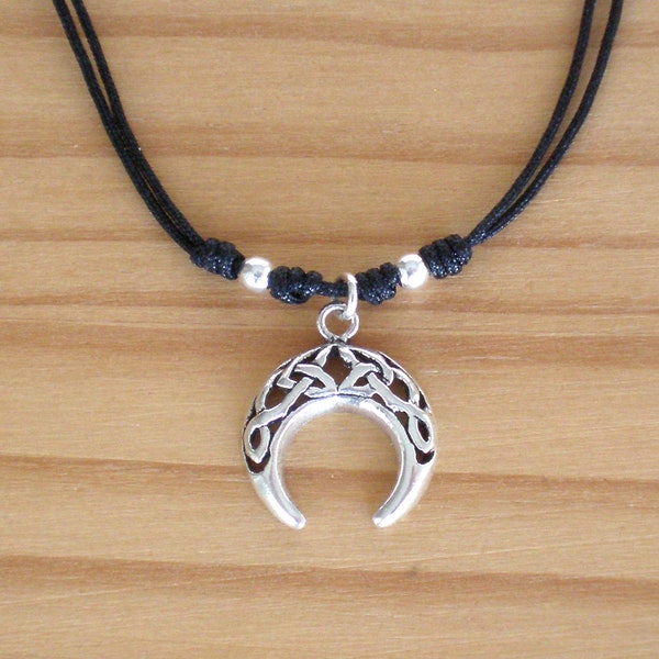 Sterling silver upside down moon pendant, Silver charm pendant, Amulet, Crescent moon pendant
