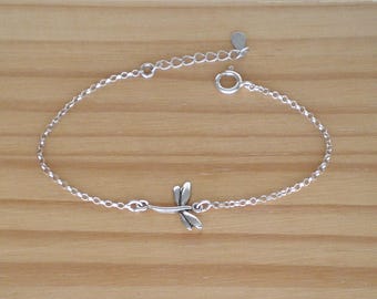 Libelle Armband, Silber Armband, Libelle Armband, verstellbares Armband