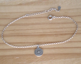 Tobillera de plata de ley con forma de flor, joyería playera