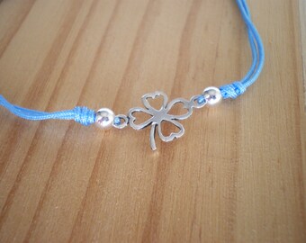 Zilveren klaverarmband, sterlingzilveren armband, talismanarmband, verstelbare armband, armband voor dames