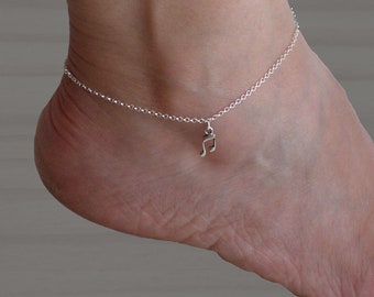 Sterling Silver Musical Note Anklet, Beach Jewelry