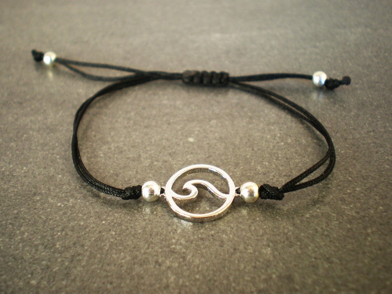 Silver Wave Bracelet Adjustable Bracelet Ocean Wave Etsy