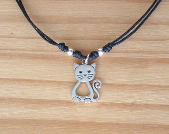 Silver cat pendant, Sterling silver pendant, Sterling silver cat