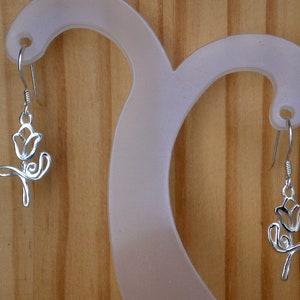 Tulip earrings, Sterling silver earrings, Sterling silver tulip earrings, 925 sterling silver flower earrings
