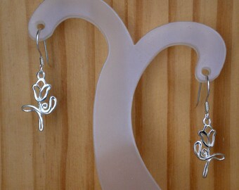 Pendientes colgantes de tulipán de plata de ley, joyería floral