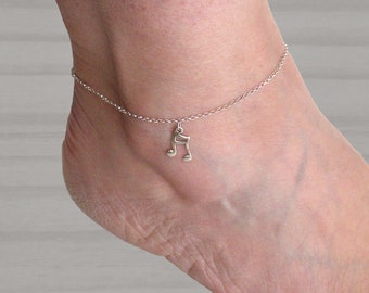 Sterling silver music note anklet