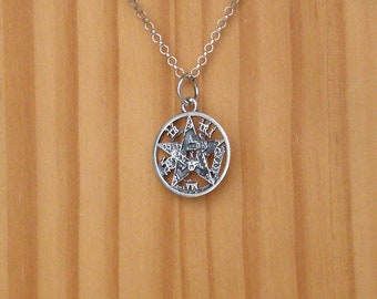 Sterling silver Tetragrammaton pendant, Amulet, Lucky charm pendant, Sterling silver pendant