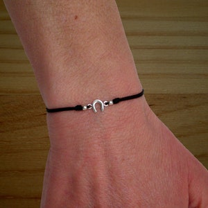 Horseshoe silver bracelet, Adjustable bracelet, Sterling silver bracelet, Good luck charm, Lucky horseshoe bracelet