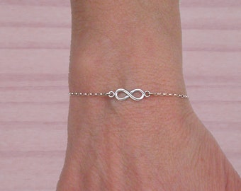 Sterling silver infinity bracelet, Silver bracelet, Infinity charm, Adjustable bracelet, Amulet