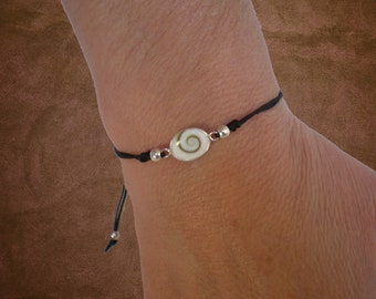 Shiva eye sterling silver bracelet, Spiral silver bracelet, Adjustable bracelet, Sterling silver bracelet, Bracelet for woman