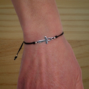 Ankh ägyptisches Armband, verstellbares Armband, Sterling Silber Armband, Armband für Frau