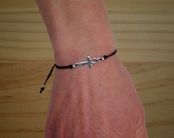 スターリングシルバー925アンククロスバングルブレスレット