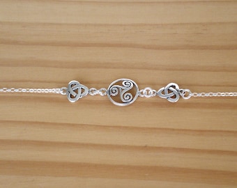 Zilveren Keltische armband, Verstelbare armband, Sterling zilveren armband, Triskele armband