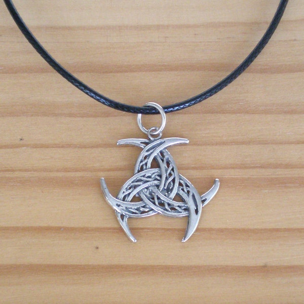 Sterling silver celtic moon pendant, Silver pendant, Celtic moons intertwined