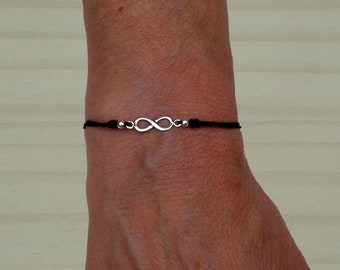 Bracelet infini en argent sterling, bracelet réglable, bracelet infinité, bracelet en argent sterling, bracelet pour femme