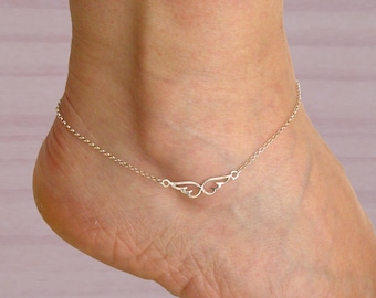 Sterling silver angel wings anklet