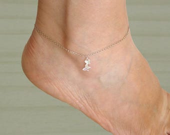 Zilveren vlinder enkelbandje, strandsieraden, vlinder, delicate enkelbandje,