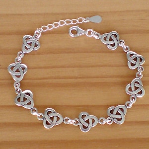Sterling silver celtic knot bracelet, silver celtic bracelet, Adjustable bracelet