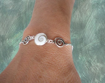 Shiva eye Sterling silver bracelet, Spiral bracelet, 925 silver bracelet, Adjustable bracelet, Sterling silver bracelet, Bracelet for woman