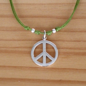 Zilveren hanger met vredesteken, sterlingzilveren hanger, sterlingzilveren hanger met vredesteken