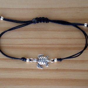 Silversköldpaddsarmband, Sköldpaddsarmband, Justerbart armband, Armband i sterlingsilver, Armband för kvinnor