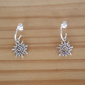 Sterling Silber Sonnen Ohrringe, Sun Ohrringe, Sterling Silber Ohrringe