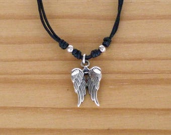 Collar con colgante de alas de ángel de plata de ley