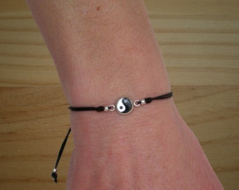 Yin Yang bracelet, Adjustable bracelet, Sterling silver bracelet, Bracelet for woman, Silver Yin Yang bracelet