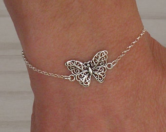 Bracciale Argento 925 Con Farfalla E Pietra Di Luna – Gioiello Multistrato, Regalo Donna - 3