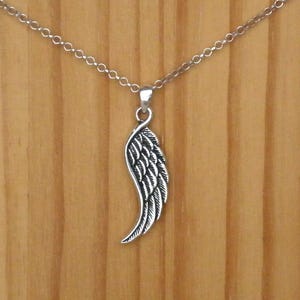 Sterling silver angel wing pendant, Sterling silver pendant, Wings jewelry, Silver angel wing necklace