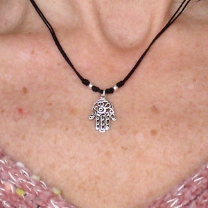 Hamsa .925 Sterling Silver Pendant Good Luck Charm Egypt Amulet