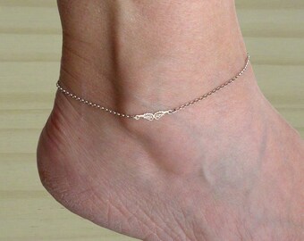 Sterling silver angel wings anklet, Beach jewelry, Wings anklet, Sterling silver anklet bracelet