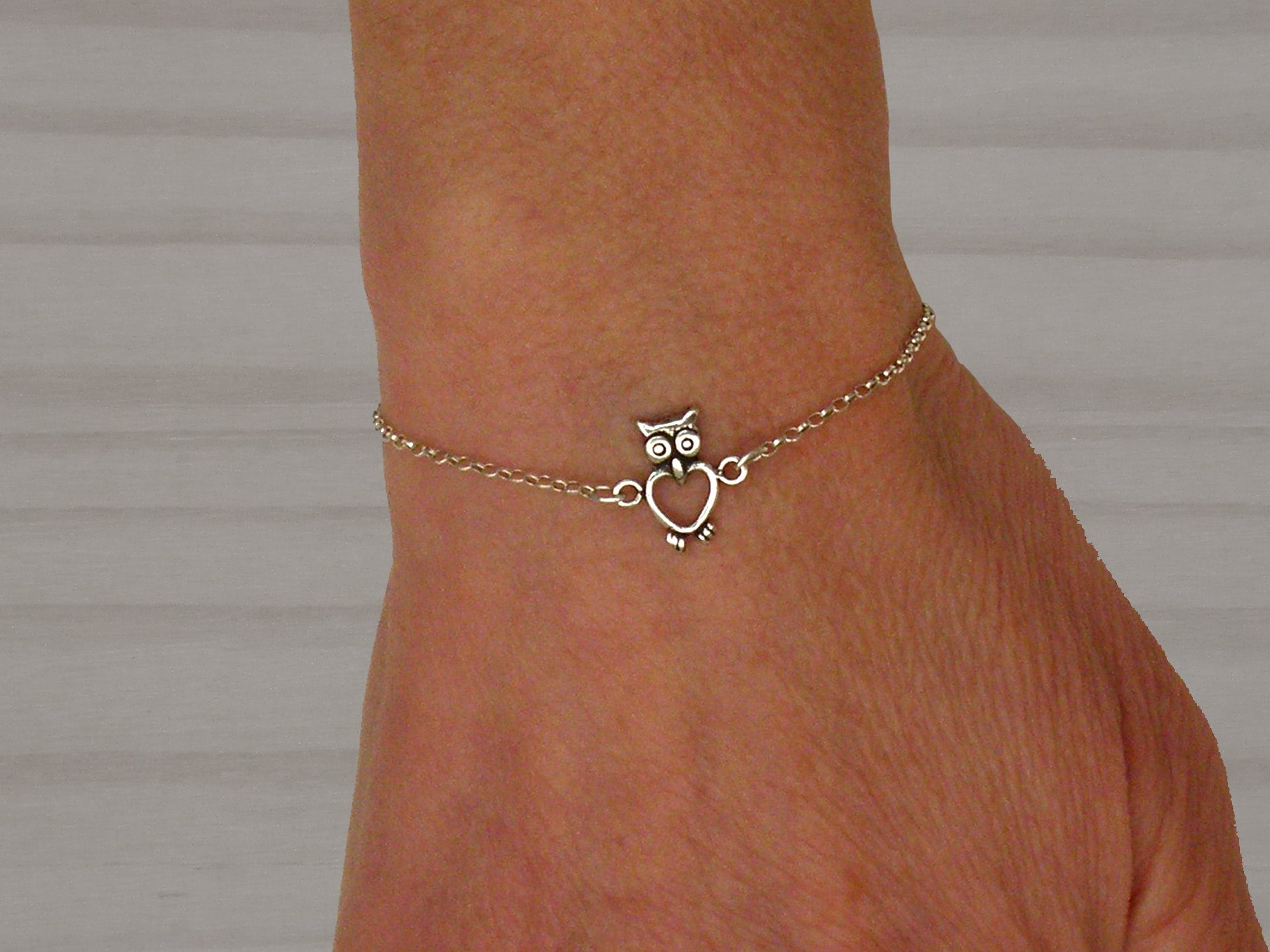 Sterling Silver Owl Bracelet, Lucky Amulet Charm