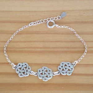 Silver celtic bracelet, Celtic knot bracelet, Sterling silver bracelet, Adjustable bracelet