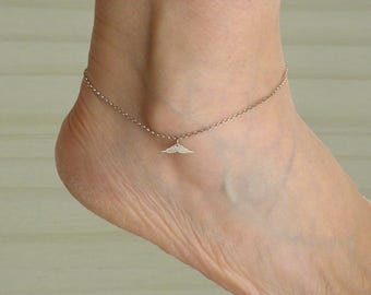 Sterling silver angel wings anklet, Beach jewelry, Wings anklet, Sterling silver anklet bracelet