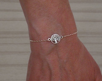 Sterling silver tree of life bracelet, Silver bracelet, Tree of life bracelet, Adjustable bracelet
