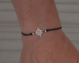 Pulsera nudo de bruja de plata, Pulsera ajustable, Pulsera de plata de ley, Pulsera amuleto