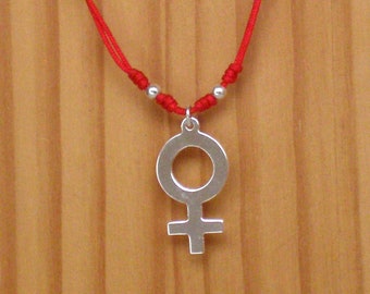 Silver female symbol pendant, Female symbol necklace, Feminist sterling silver necklace, Feminist jewelry